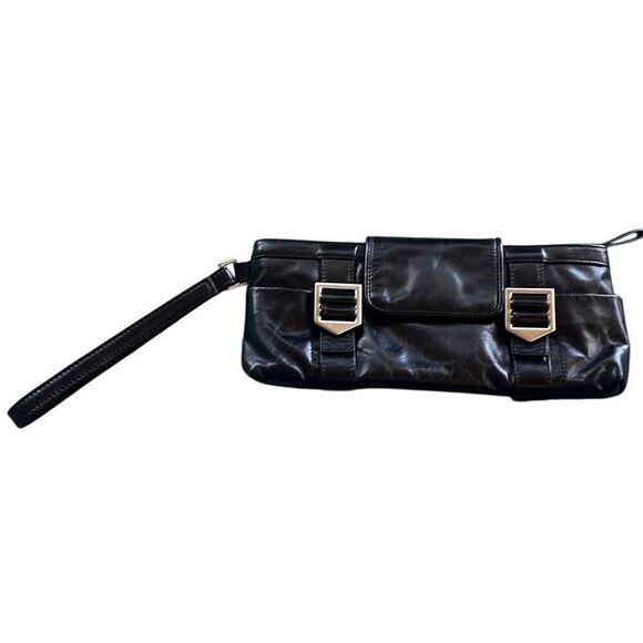 Kenneth Cole, New York, black leather clutch bag. Adorable. - Picture 2 of 4